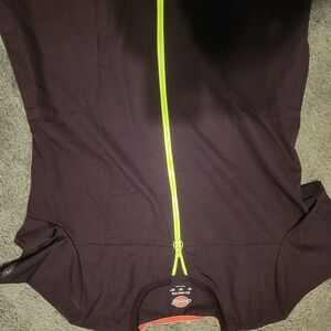 Dickies Black Scrub Top with Neon Green Zipper
